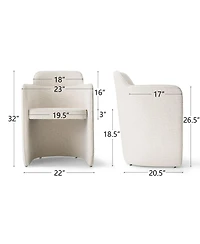 Maison Boucle Modern Upholstered Fabric Dining Armchair Set of 2, Textured Woven Barrel Chair, Space-Saving Seating for Small Dining Nook
