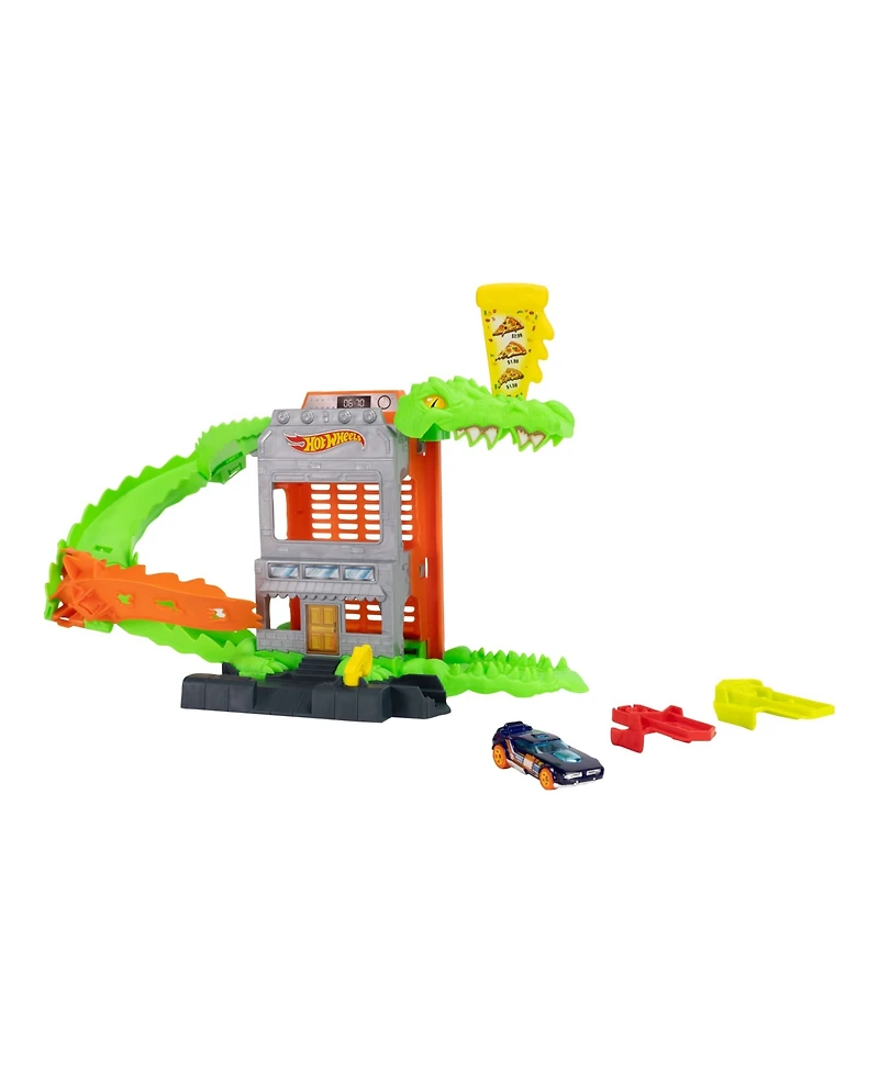 Hot Wheels 1:64 Scale City Croc Pizza Attack Playset