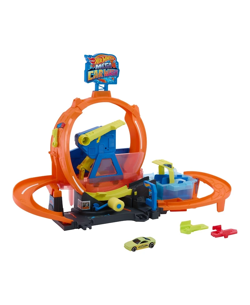 Hot Wheels 1:64 Scale City Mega Loop Car Wash Playset with Color Shifters Vehicle
