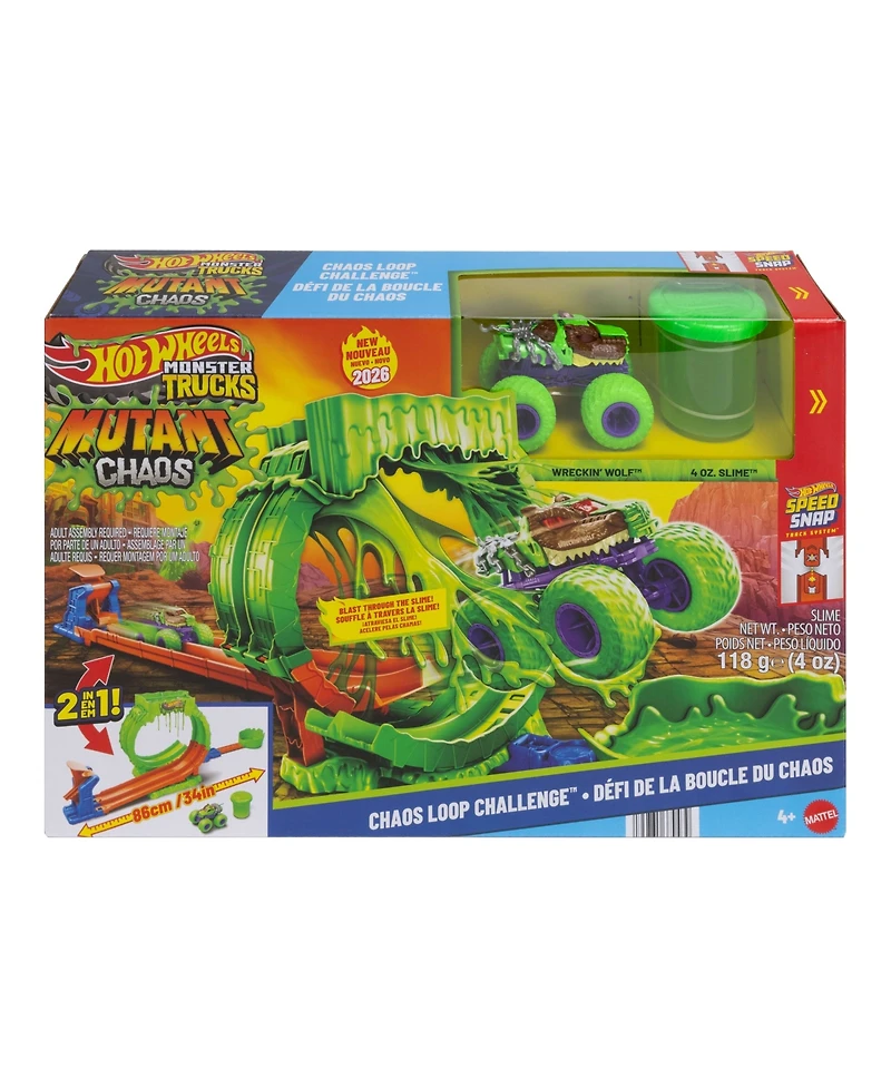 Hot Wheels 1:64 Scale Monster Trucks Mutant Chaos Chaos Loop Challenge Playset