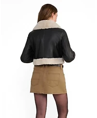 Furniq Uk Women's Emery Shearling Cropped Flight Jacket
