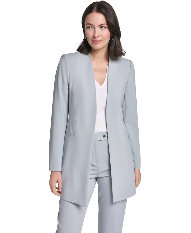Calvin Klein Women's Collarless Open-Front Long Topper Jacket