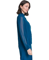Calvin Klein Women's Long-Sleeve Ruffle Front Mock Neck Blouse