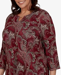 Alfred Dunner Plus Union Square Paisley Scroll Melange Knit Top