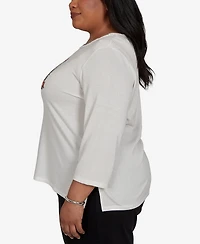 Alfred Dunner Plus Classic Santa Cat Knit Top