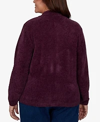 Alfred Dunner Plus Classic Cable Chenille-Zip Cardigan Sweater