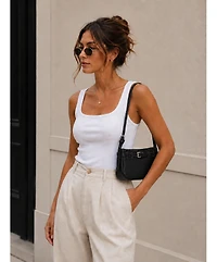Susu Women's Sloane Leather Shoulder Bag for Women Convertible Crossbody Purse Small Belt Detail Handbag