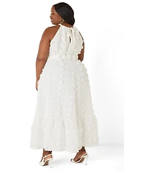 Ashley Stewart Women's Plus Pompom Gauze Maxi Dress