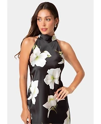 Bebe Women's Floral A-Line Mock Neck Dress