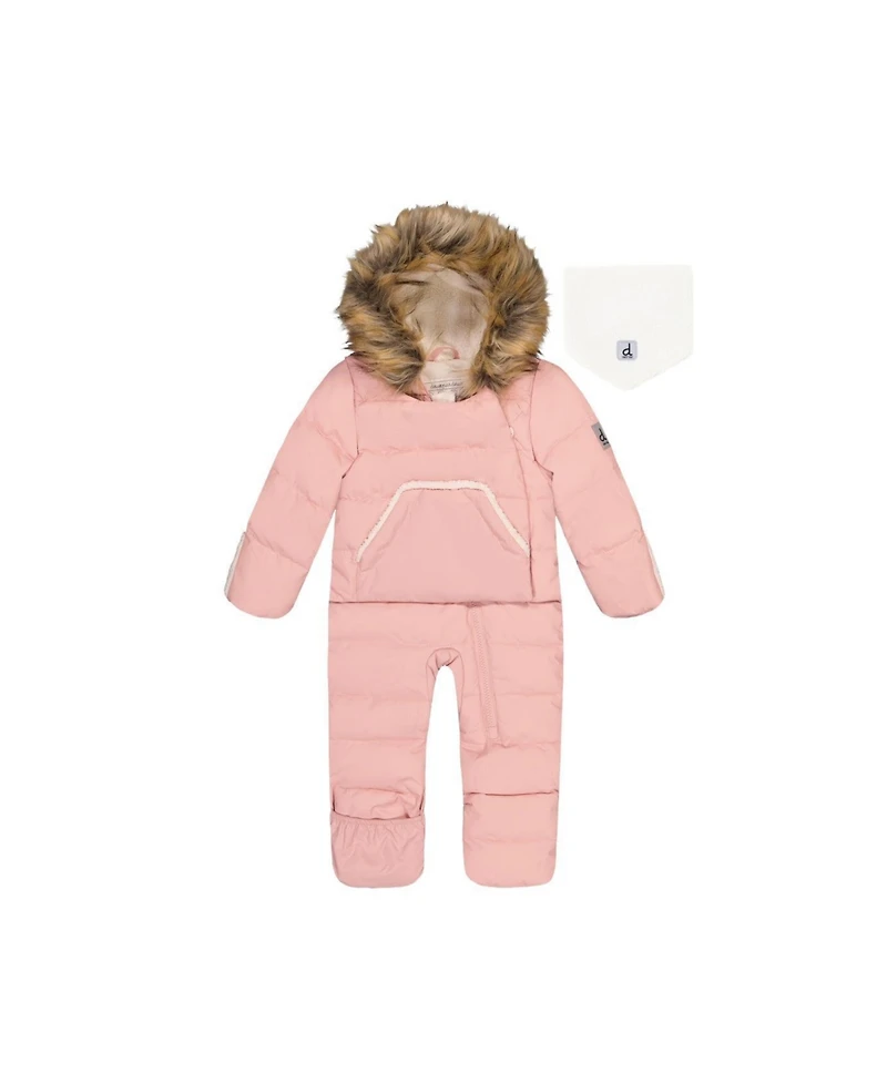Deux par Baby Girl Snug One Piece Snowsuit Adapted for Car Seats Pale Dusty