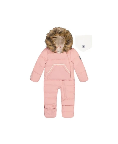 Deux par Baby Girl Snug One Piece Snowsuit Adapted for Car Seats Pale Dusty