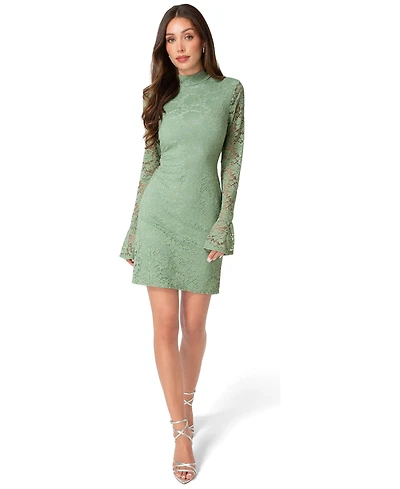 Bebe Women's Lace Floral Bell Sleeve Dress