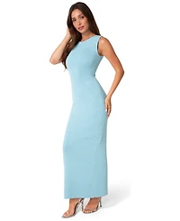 Bebe Women's Lurex Crochet Boatneck Maxi Dress