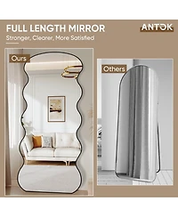 Antok Full Length Mirror, 71"x32" Wavy Mirror Full Length with Stand for Bedroom, Living Room Cloakroom