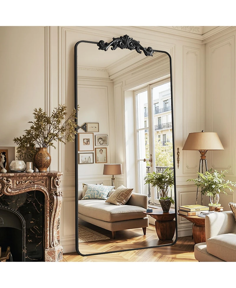 Antok Retro Full Length Mirror, 71"x32" Carved Floor Mirror for Bedroom, Hanging Mounted for Living Room Cloakroom