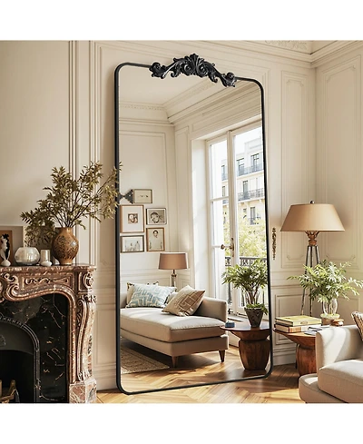 Antok Retro Full Length Mirror, 71"x32" Carved Floor Mirror for Bedroom, Hanging Mounted for Living Room Cloakroom
