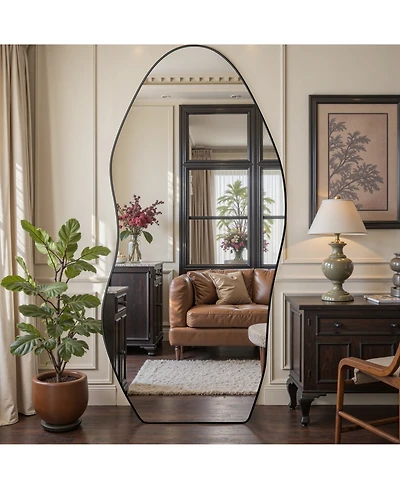 Antok Full Length Mirror, 76"x36" Irregularly shaped Floor Mirror for Bedroom, Hanging Mounted for Living Room Cloakroom