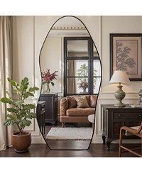 Antok Full Length Mirror, 76"x36" Irregularly shaped Floor Mirror for Bedroom, Hanging Mounted for Living Room Cloakroom