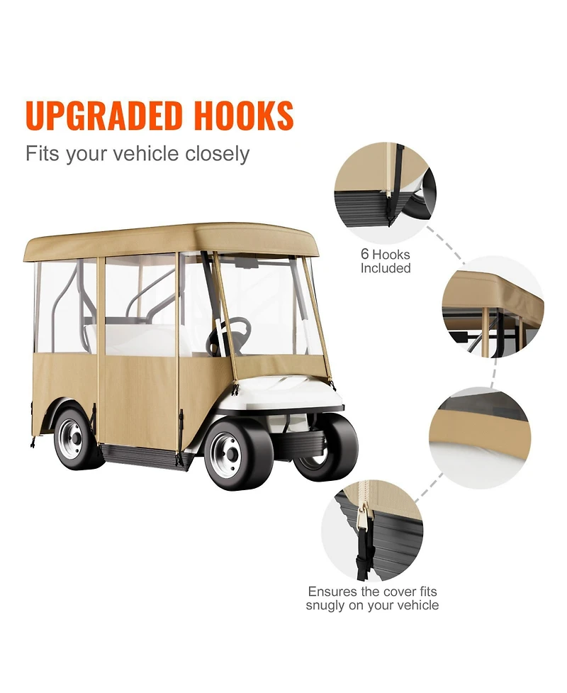 Sevorley 4-Sided Golf Cart Enclosure for 4-Seater, 300D Waterproof with Clear Windows