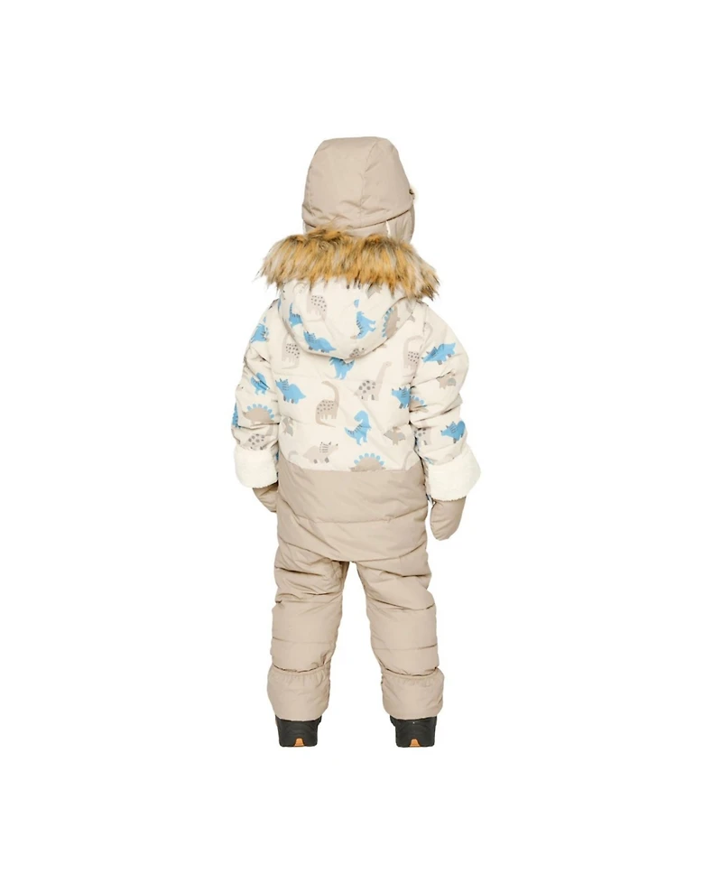 Deux par Baby Boys ( 1M to 24 M ) Snug One Piece Snowsuit Adapted for Car Seats Dinosaur Print