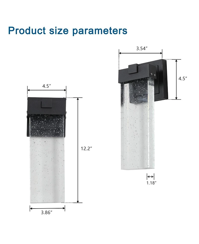 Asagikoiai 2-Pack Led Outdoor Wall Sconces, Weatherproof Dusk to Dawn Bubble Crystal Lights