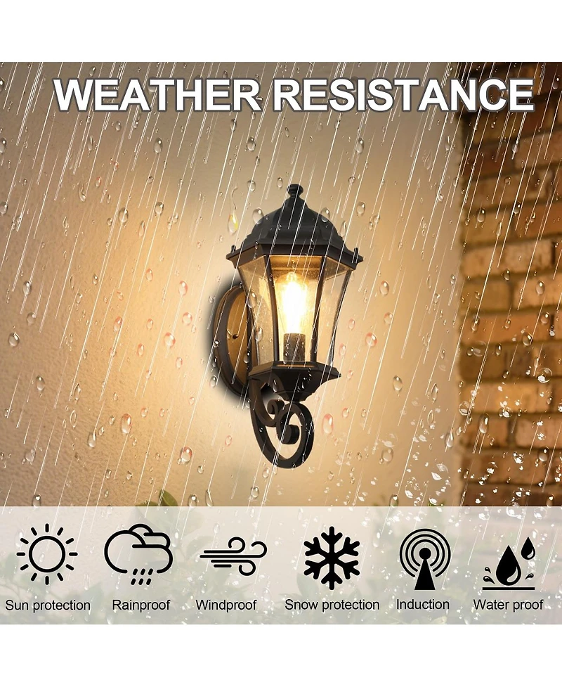 Asagikoiai 2-Pack Metal Outdoor Wall Lanterns, Waterproof Sconce Lights for Garage, Patio, Porch