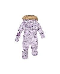 Deux par Baby Girl ( 6M to 24 M ) Original One Piece Puffy Snowsuit with Removable Mittens and Boots Printed Mini Flowers