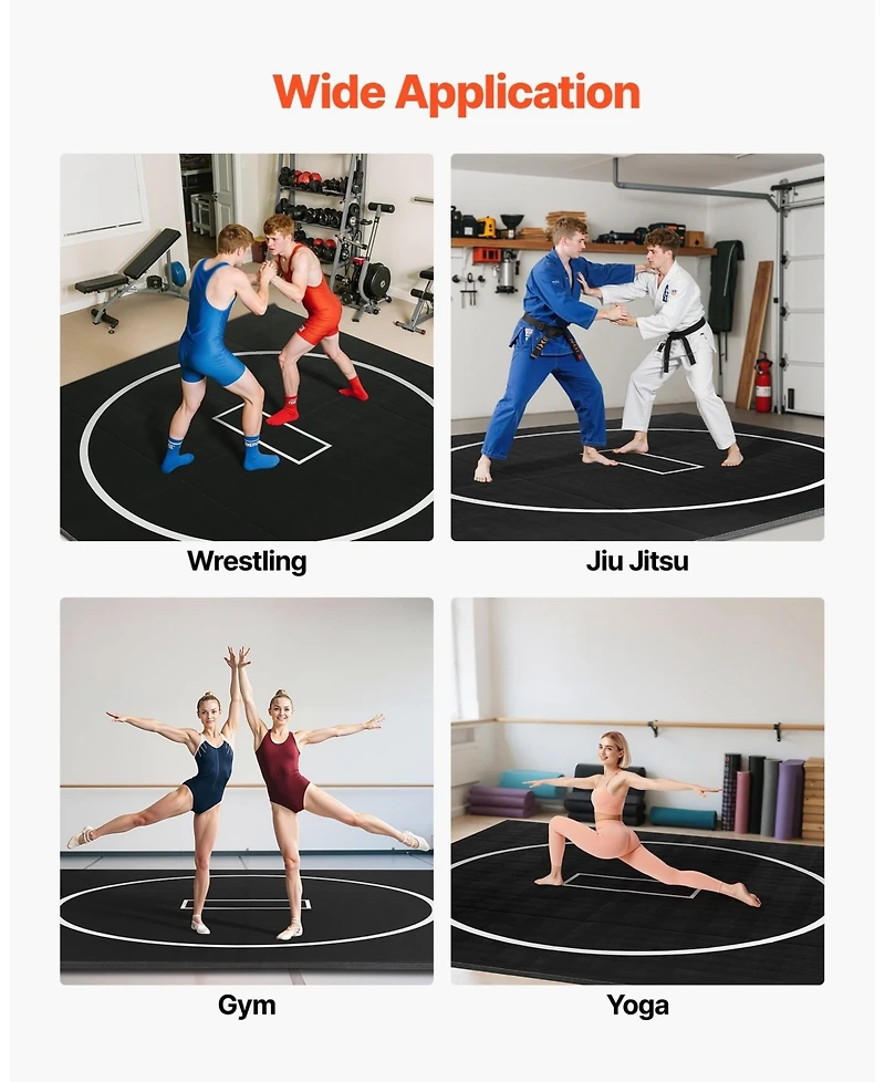 Sevorley Roll-Up Wrestling Mat, 10 x 10 ft Xpe Foam Martial Arts Training Mat with Circles