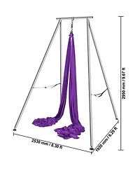 Sevorley Aerial Yoga Stand with Hammock, 9.67 ft Steel Frame, 13.1 Yards Silk, 551 lbs
