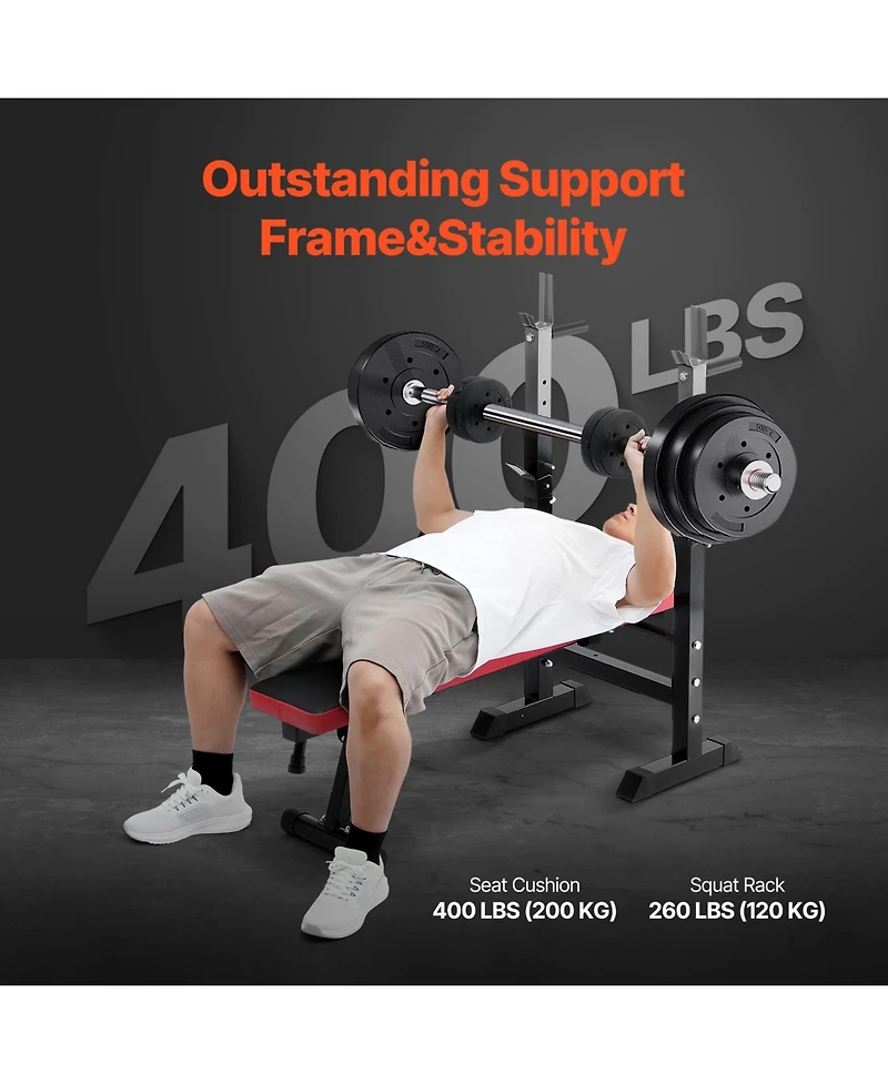 Sevorley Adjustable Weight Bench with Squat Rack, Foldable Bench Press for Home Gym