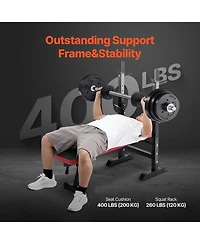 Sevorley Adjustable Weight Bench with Squat Rack, Foldable Bench Press for Home Gym