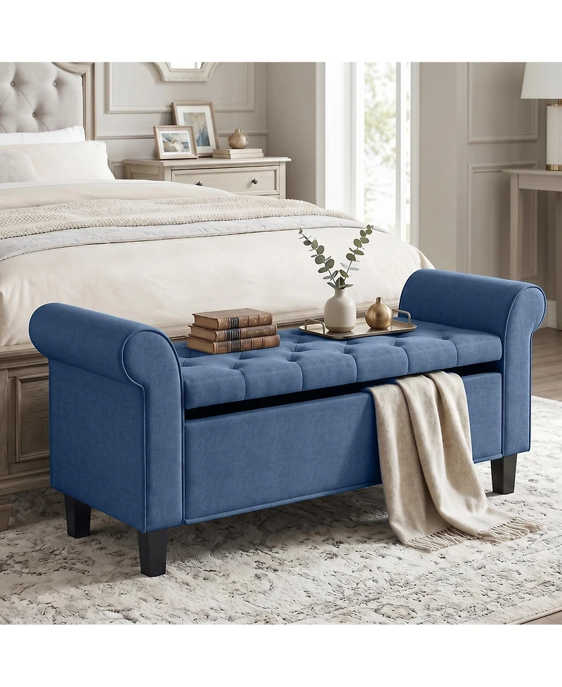 Homcom 47" Storage Ottoman Bench, Tufted End of Bed Bench