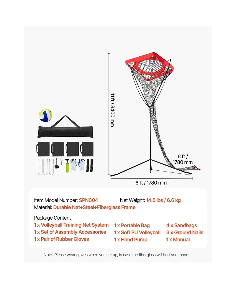 Sevorley Volleyball Setter Training Net, Height and Angle Adjustable Target Trainer
