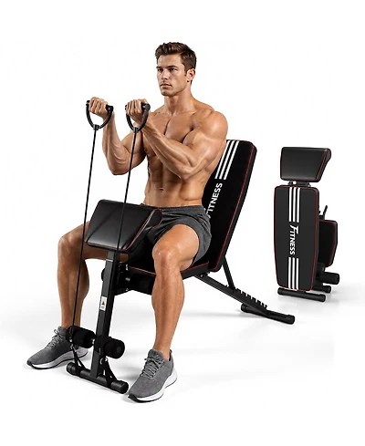 Sugift Adjustable Weight Bench 1000 lbs Foldable Home Gym Heavy-Duty Steel 7-Level Backrest No Assembly