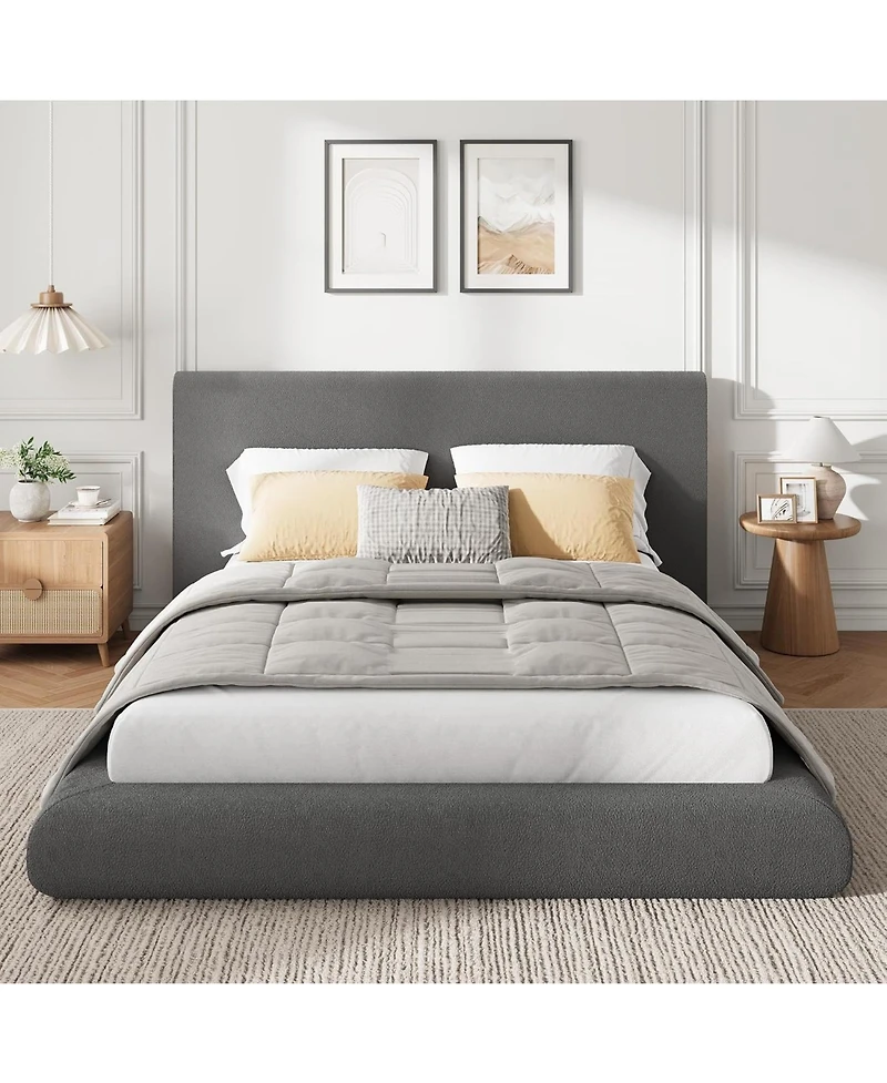homfan King Size Upholstered Cloud Platform Bed Frame with Plush Headboard