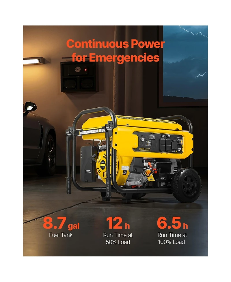 Sevorley 9625W Peak Portable Gas Generator with Electric Start and Co Sensor