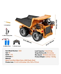 Sevorley 1:18 Scale 9-Channel Metal Bed 4WD Remote Control Dump Truck
