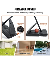 Sevorley Portable Basketball Hoop, 7.6-10 ft Adjustable Height System