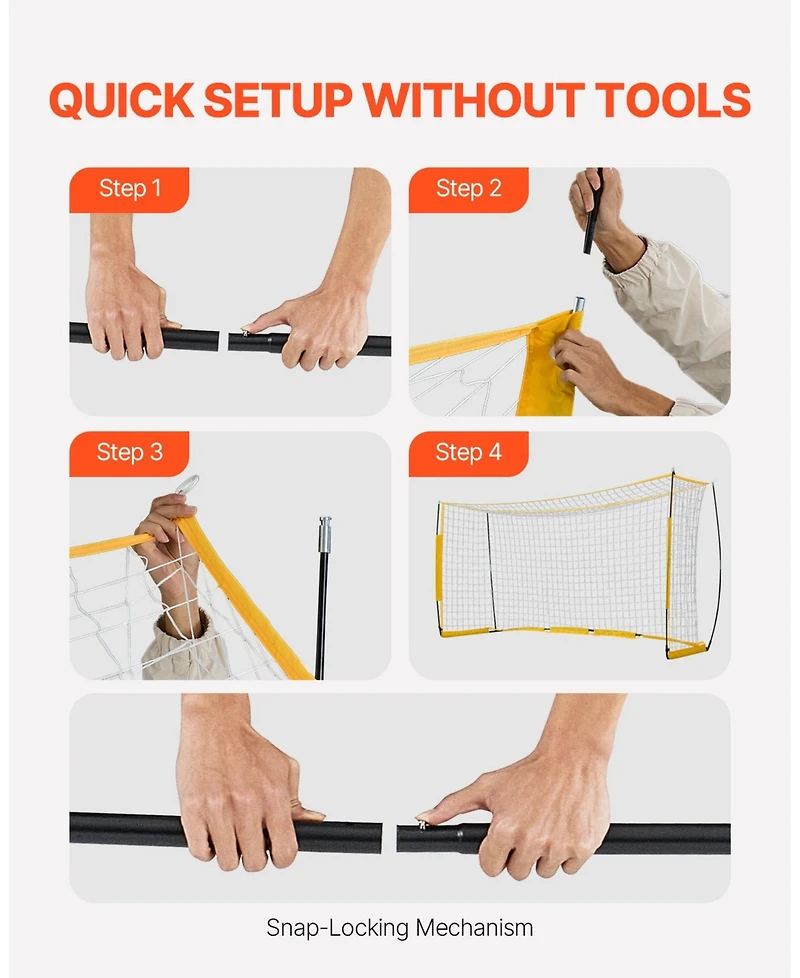 Sevorley Portable Soccer Goal, 12 x 6 ft Steel and Fiberglass Backyard Soccer Net with Carry Bag