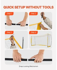 Sevorley Portable Soccer Goal, 12 x 6 ft Steel and Fiberglass Backyard Soccer Net with Carry Bag