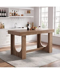 Tribesigns Bar Table, 63-Inch Farmhouse Counter Height Pub Table with Footrest, Kitchen Island, Rectangular Wood-Look High Top Table