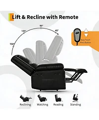 homfan Power Lift Recliner Chair, Heat and Massage, Pu Leather Electric Lift for Elderly And Mobility Impaired,Reclining Sofa