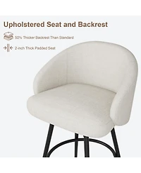 homfan Bar Stools Set of 8, 360 degrees Swivel Counter Height with Back, Polyester Knit Upholstered 25.4 Modern Chair, Metal Frame with Footrest