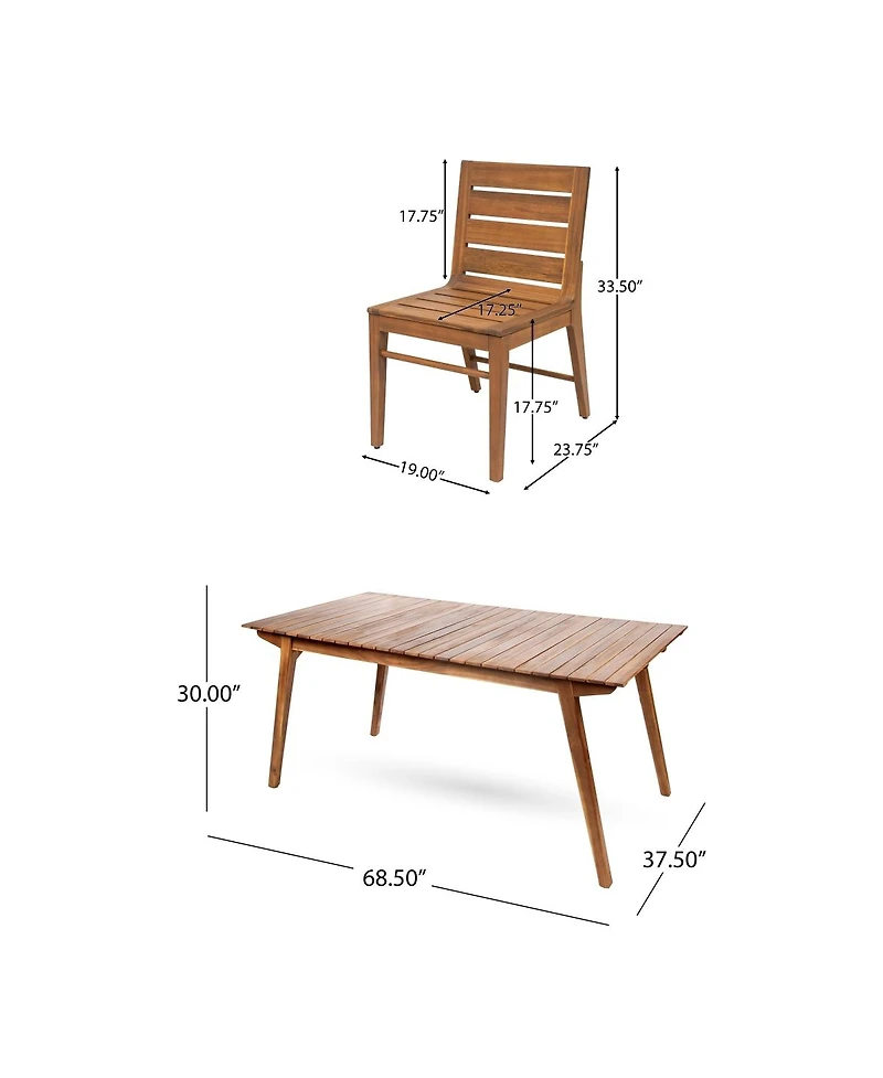 Asagikoiai 7-Piece Wooden Outdoor Dining Set with Slatted Table and Dining Chairs
