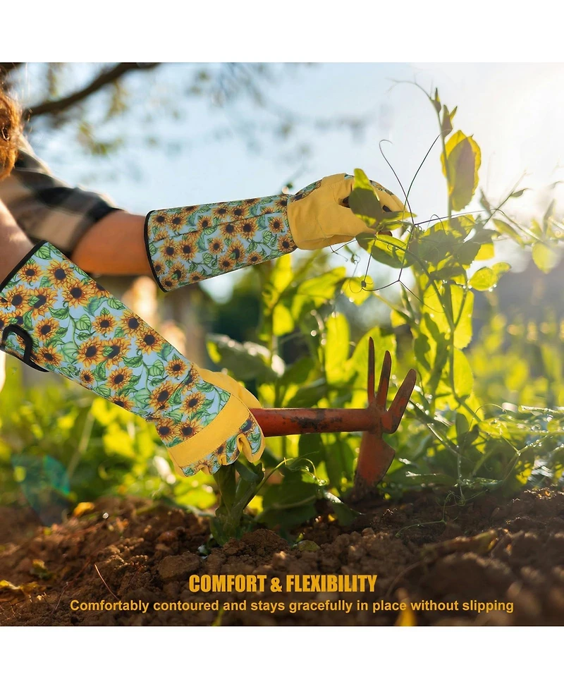 Xdovet Sunflower Gardening Gloves Women Long Thorn Proof Touchscreen