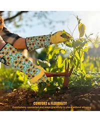 Xdovet Sunflower Gardening Gloves Women Long Thorn Proof Touchscreen