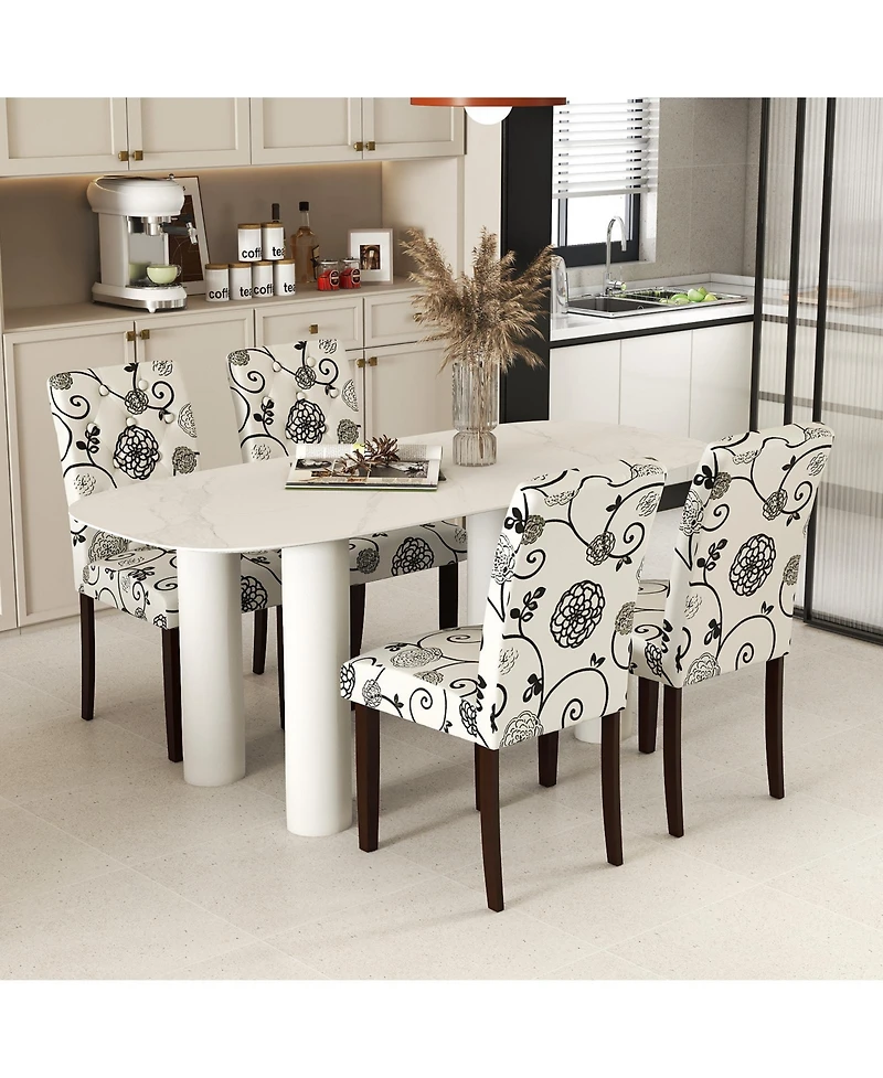 Gymax Wooden Dining Chair Set of With Rubber Wood Legs Padded Seat S Springs High Back