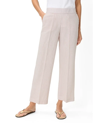 Olsen Women's Stripe Linen-Cotton Cropped Pant
