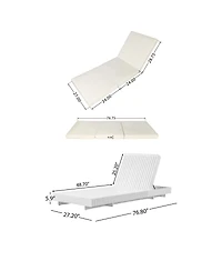 Asagikoiai 6 Position Acacia Solid Wood Outdoor Chaise Lounge with 3 Fold Cushion