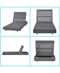 Asagikoiai Acacia Wood Outdoor Chaise Lounge, Adjustable Patio Sun Lounger with 3-Fold Cushion
